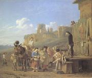 Karel Dujardin A Party of Charlatans in an Italian Landscape (mk05) oil painting artist